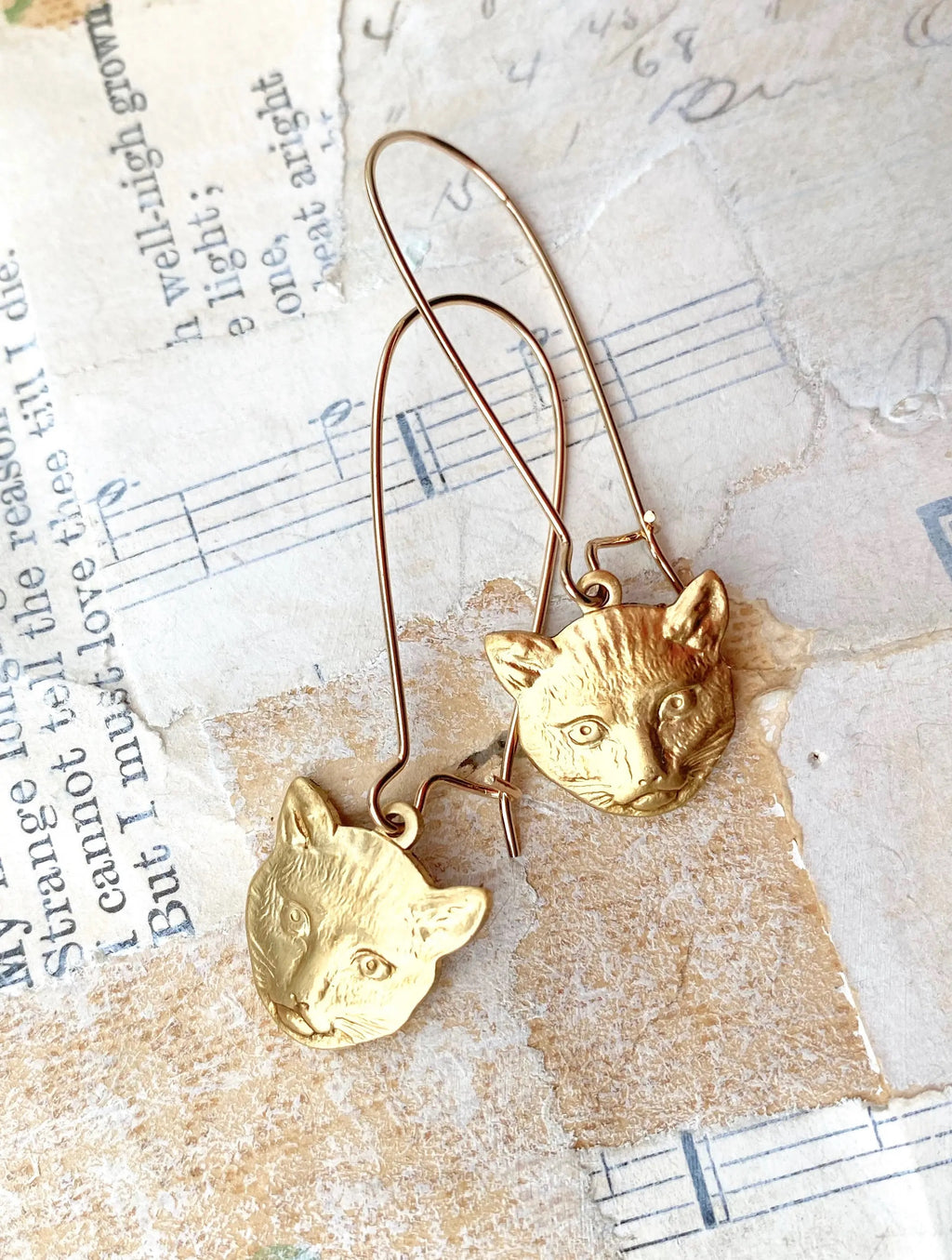 Gold Cat Earrings