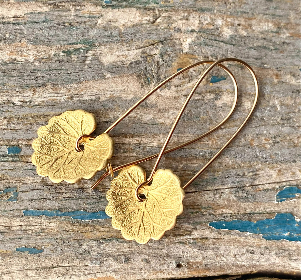 Gold Lily Pad Leaf Earrings