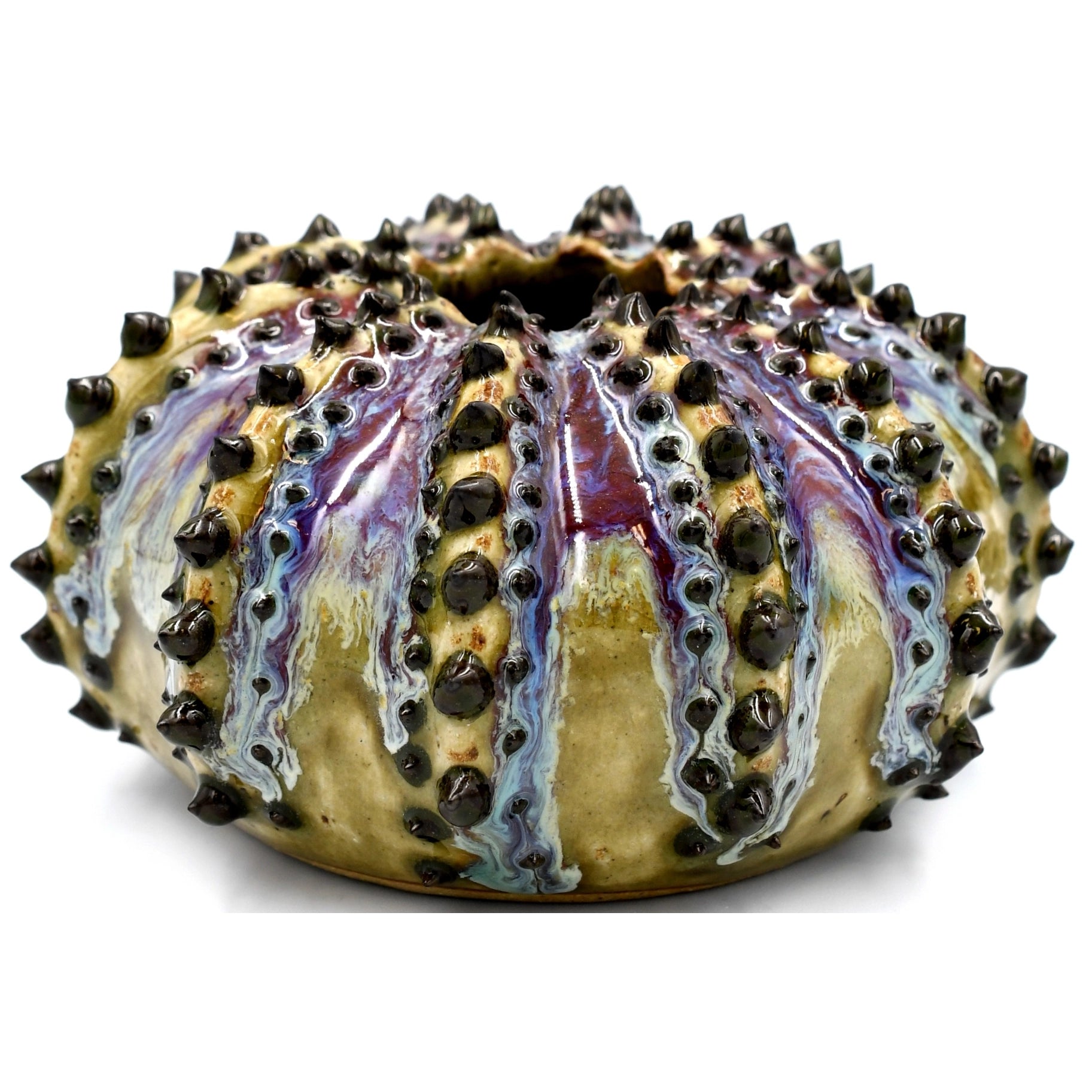 Sea Urchin Vase - Green / Purple