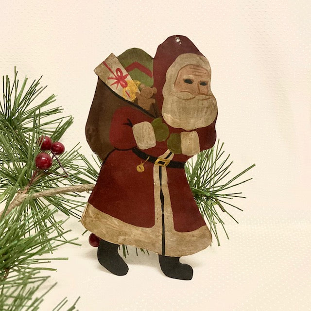 Antique Folk Art Santa Ornament 1920's - 30's