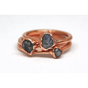 Raw Sapphire Copper Single Stone Ring (3 rings shown)