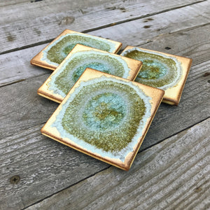 Stoneware Glass Accent Coaster Set of Two