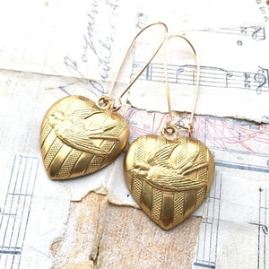 Valentine Heart Bird Earrings