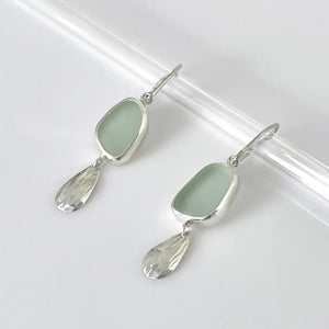 Sea Glass Dewdrop Earrings Soft Ocean Green