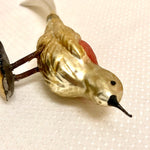 Antique Bird Clip Christmas Ornament 1920's Gold Washed Clip