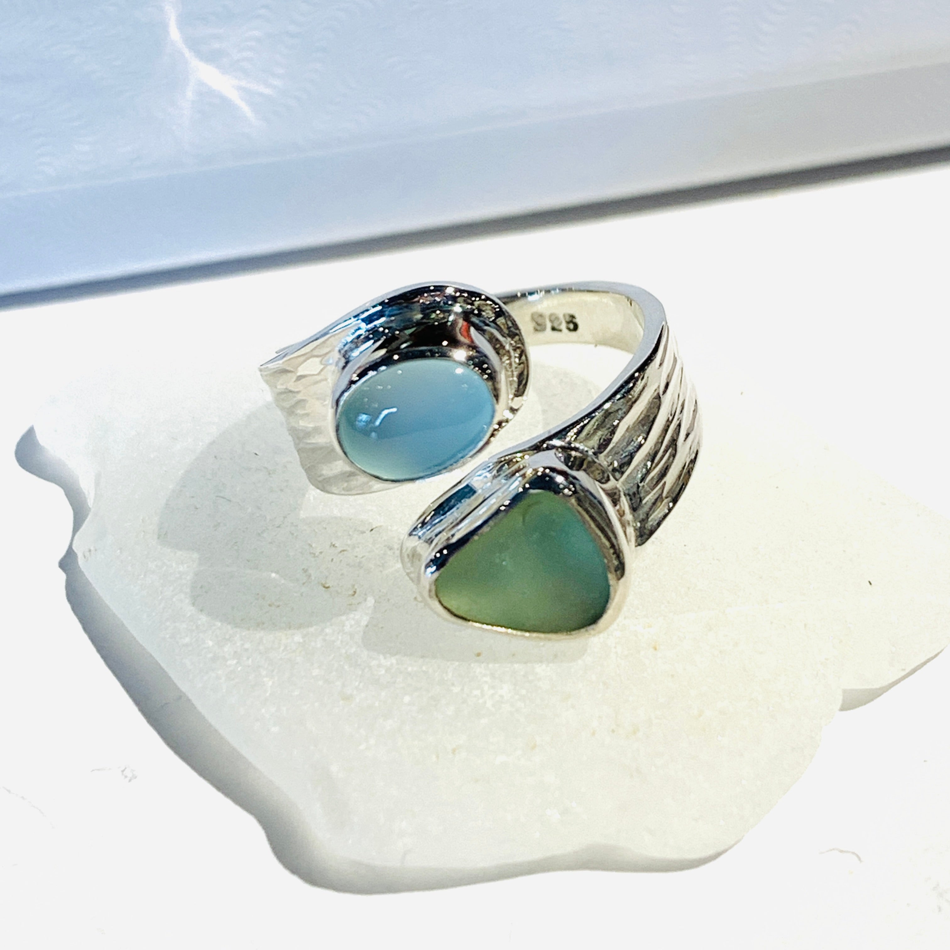Reflection Sea Glass Ring Adjustable