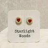 Red Heart Stud Post Earrings