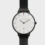 Piano Black Minimalist Watch with Mesh Band