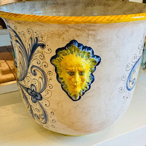 Italian Majollica Medici Cachepot Planter