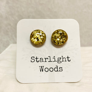Gold Glitter Stud Post Earrings